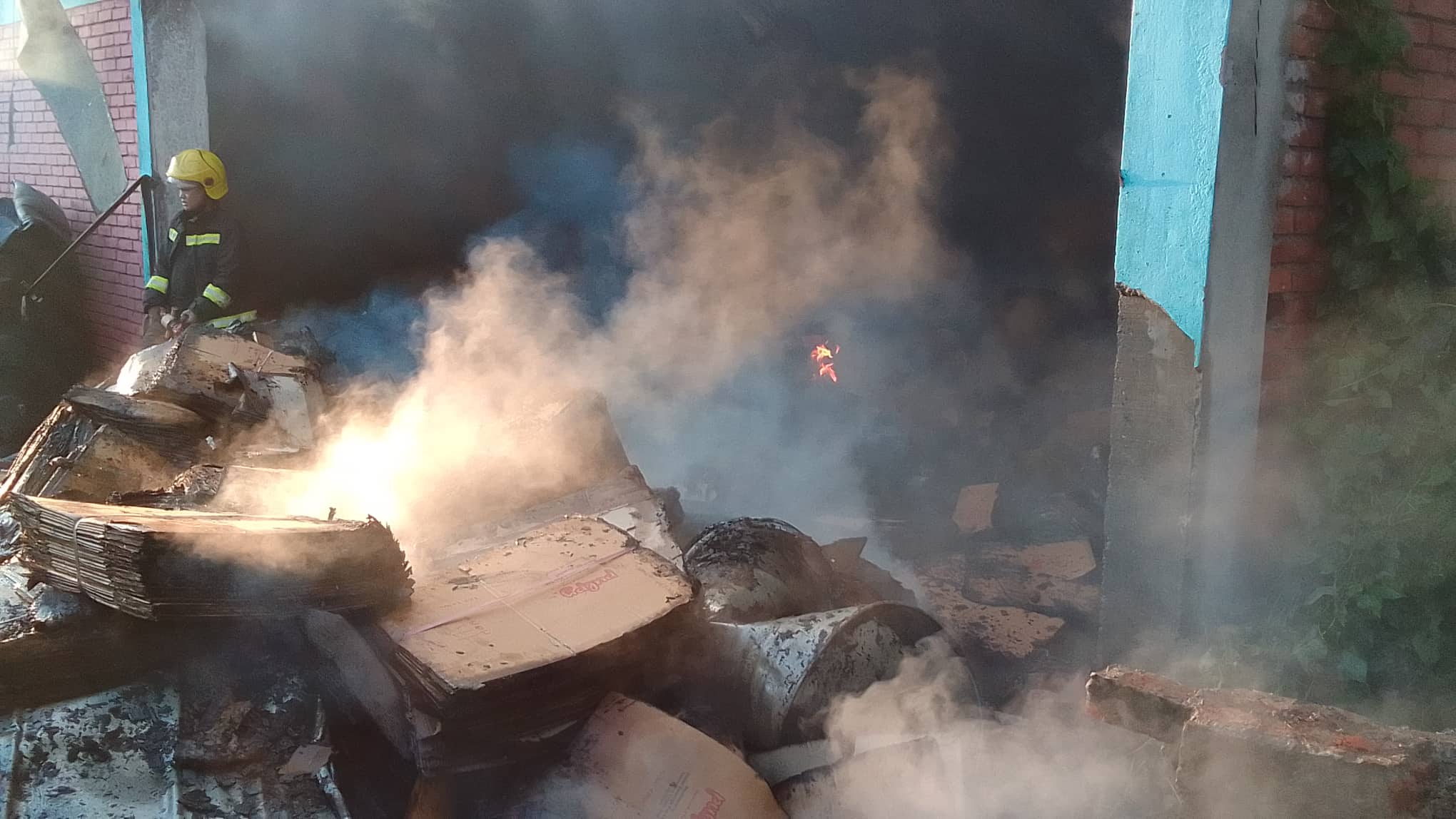 रत्ननगरस्थित पल्पी जुस उद्योगमा भिषण आगलागी, आगो निभाउने प्रयास जारी