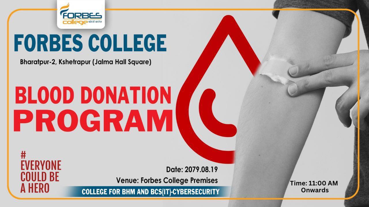 फोर्ब्स कलेजमा भोलि रक्तदान कार्यक्रम हुने