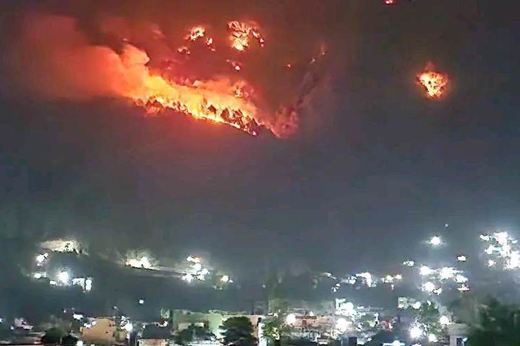 गुल्मीको रेसुङ्गा सामुदायिक वनमा भीषण  आगलागी