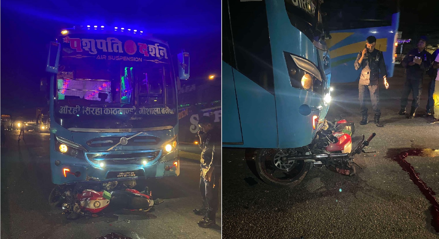 चितवनमा बसको ठक्करबाट मोटरसाइकलमा सवार एक जनाको मृत्यु, दुई गम्भिर घाइते