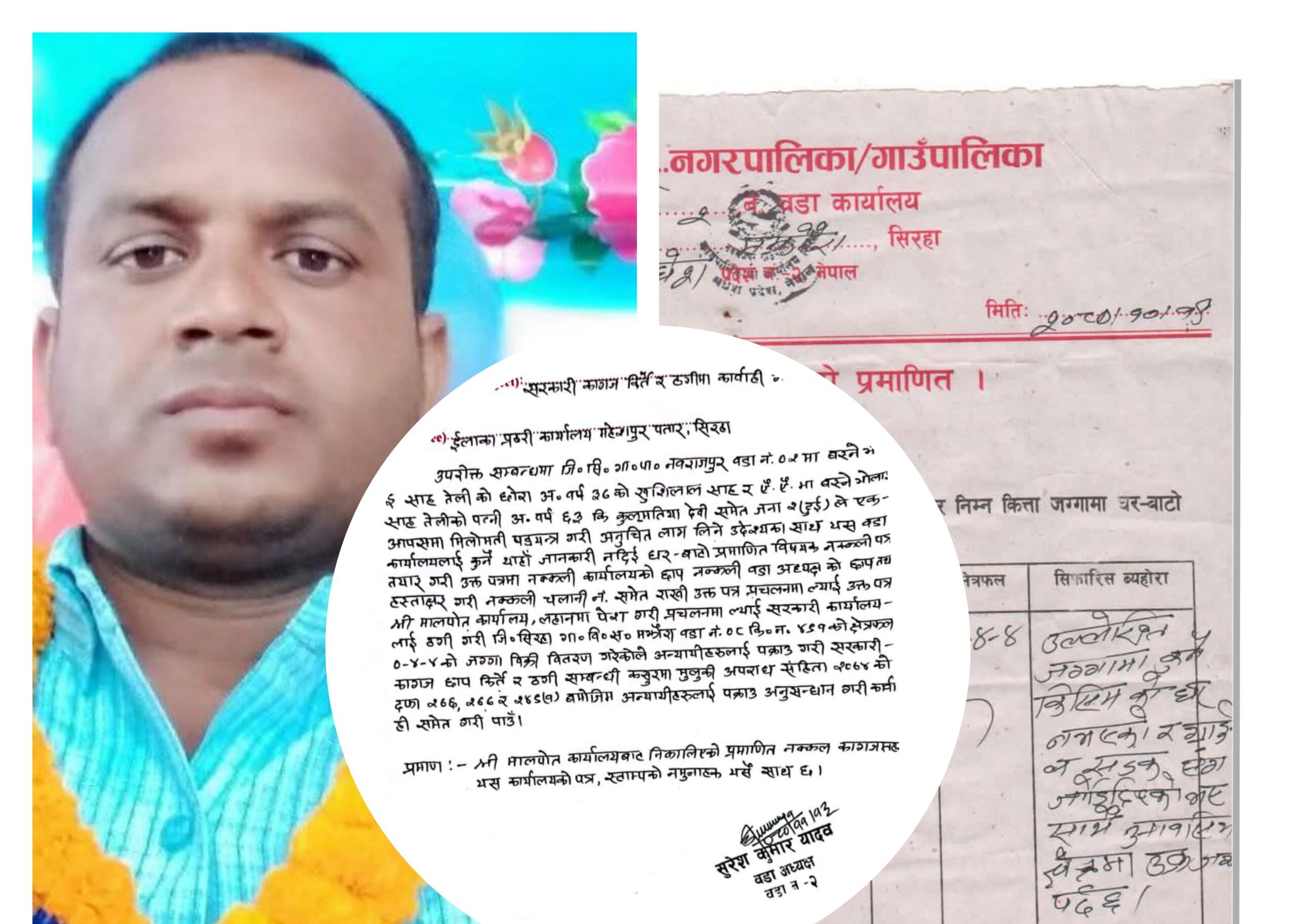 किर्ते जालसाजी मुद्दामा पूर्व वडा अध्यक्ष साह पक्राउ