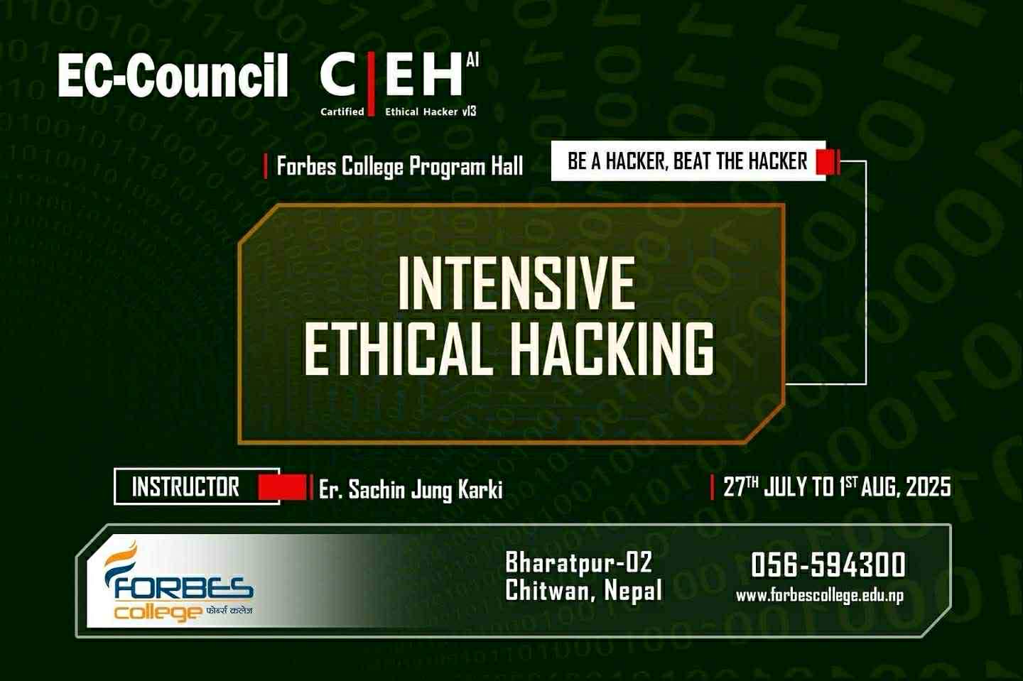 फोर्ब्स कलेजमा CEH Intensive Ethical Hacking Boot Camp सम्पन्न
