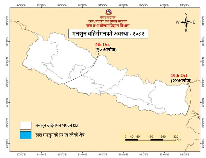 नेपालको सम्पूर्ण भू-भागबाट मनसुनको बहिर्गमन