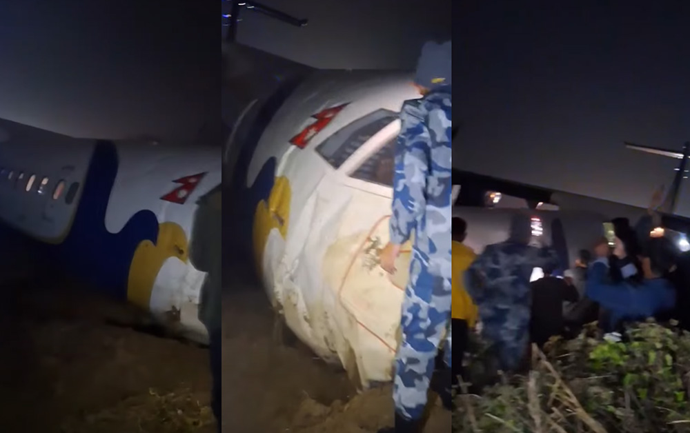 बुद्ध एयरको विमान भद्रपुर विमानस्थलमा रनवेबाट चिप्लियो